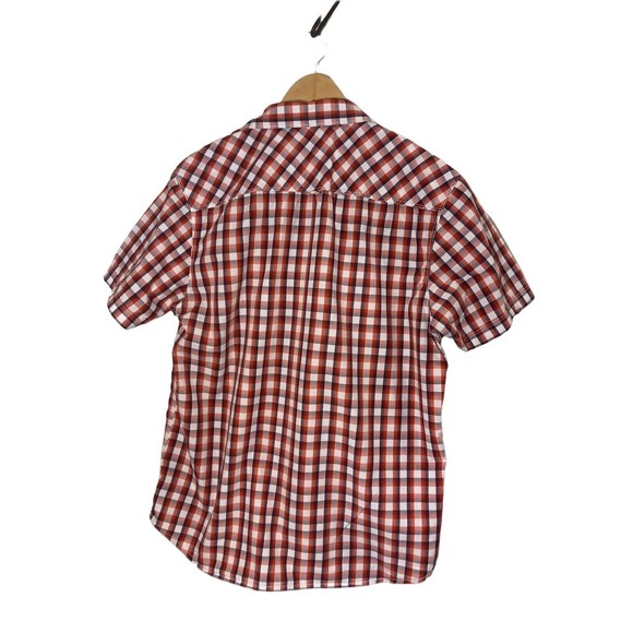 CODE men's L 42cm button down short sleeve gingham blue red white 100% cotton - Picture 11 of 11